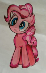 Size: 357x558 | Tagged: safe, artist:not-genehack, deleted from derpibooru, imported from derpibooru, pinkie pie, confused, funny, head tilt, solo, traditional art