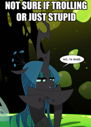 Size: 500x700 | Tagged: safe, artist:tarajenkins, imported from derpibooru, queen chrysalis, cupidite, female, meme, not sure if, not sure if trolling, solo