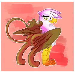 Size: 3208x3100 | Tagged: safe, artist:xwhitedreamsx, imported from derpibooru, gilda, griffon, abstract background, female, looking at you, looking back, looking back at you, solo, standing