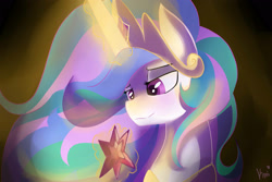 Size: 3000x2000 | Tagged: dead source, safe, artist:kmitangol, imported from derpibooru, princess celestia, alicorn, pony, element of magic, female, implied twilestia, magic, mare, smiling, solo, telekinesis