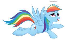 Size: 7181x4431 | Tagged: safe, artist:illuminatiums, imported from derpibooru, rainbow dash, pegasus, pony, absurd resolution, aroused, female, hooves, looking up, mare, open mouth, prone, show accurate, show accurate porn, simple background, solo, spread wings, tongue out, transparent background, vector, wings