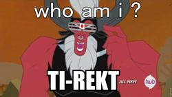 Size: 960x540 | Tagged: safe, imported from derpibooru, screencap, lord tirek, caption, exploitable meme, last dragon, male, meme, sho nuff, solo