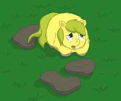 Size: 824x686 | Tagged: safe, artist:carpdime, imported from derpibooru, fluffy pony, crying, garden, solo