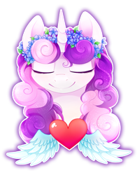 Size: 857x1092 | Tagged: safe, artist:twistedmindbrony, imported from derpibooru, sweetie belle, bust, eyes closed, female, floral head wreath, head, solo