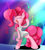 Size: 1280x1431 | Tagged: safe, artist:madacon, imported from derpibooru, pinkie pie, pony, bipedal, clothes, earbuds, female, human shoulders, music, music player, solo, t-shirt