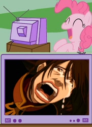 Size: 556x768 | Tagged: safe, imported from derpibooru, pinkie pie, avatar the last airbender, azula, exploitable meme, laughing, meme, obligatory pony, tv meme