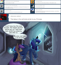 Size: 1280x1382 | Tagged: safe, artist:darkflame75, imported from derpibooru, princess luna, scootaloo, bat pony, pony, bat ponified, scootabat, statue, student of the night, tumblr