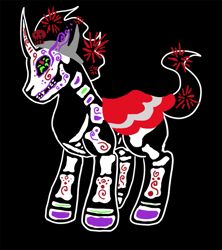 Size: 711x800 | Tagged: safe, artist:violetmagician, imported from derpibooru, king sombra, pony, unicorn, black background, dia de los muertos, male, simple background, solo, stallion