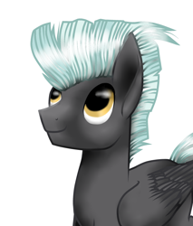 Size: 1024x1201 | Tagged: safe, artist:kobra333, imported from derpibooru, thunderlane, pegasus, pony, looking up, male, simple background, smiling, solo, stallion, white background