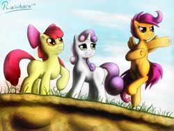 Size: 2048x1536 | Tagged: safe, artist:rainihorn, imported from derpibooru, apple bloom, scootaloo, sweetie belle, cutie mark crusaders