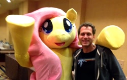 Size: 960x608 | Tagged: safe, imported from derpibooru, fluttershy, human, fursuit, irl, irl human, josh haber, photo