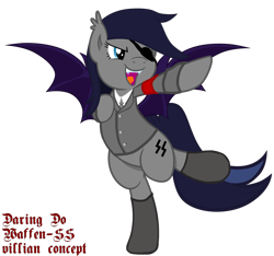 Size: 1000x934 | Tagged: safe, imported from derpibooru, oc, oc only, bat pony, pony, nazi, solo, waffen-ss, world war ii