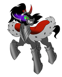 Size: 681x851 | Tagged: safe, artist:unoservix, imported from derpibooru, king sombra, armor, curved horn, dark magic, magic, male, simple background, solo, sombra eyes, transparent background