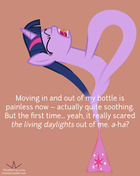 Size: 800x1000 | Tagged: safe, artist:parclytaxel, imported from derpibooru, twilight sparkle, genie, a-ha, ask, bottle, female, geniefied, klein bottle, screaming, solo, song reference, text, tumblr, twilight sparkle (alicorn), twitwee, vector