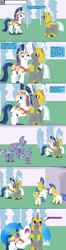 Size: 1200x4525 | Tagged: safe, artist:hakar-kerarmor, imported from derpibooru, shining armor, oc, oc:arrowhead, oc:bastion, oc:monolith, oc:nors, crystal pony, pony, ask four inept guardponies, crying, royal guard