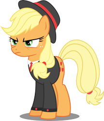 Size: 5994x6978 | Tagged: safe, artist:notlikelyanartist, imported from derpibooru, applejack, absurd resolution, clothes, female, simple background, solo, suit, transparent background, vector