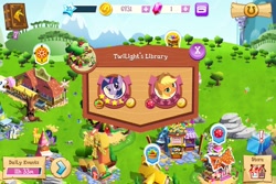 Size: 960x640 | Tagged: safe, imported from derpibooru, screencap, applejack, bon bon, carrot cake, sweetie drops, twilight sparkle, parasprite, app, fail, gameloft