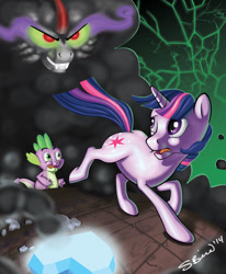 Size: 1000x1215 | Tagged: safe, artist:sabrekitty, imported from derpibooru, king sombra, spike, twilight sparkle, umbrum