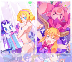 Size: 455x394 | Tagged: safe, artist:sweetsound, imported from derpibooru, pinkie pie, rarity, alice margatroid, bra, clothes, crossover, ibuki suika, komeiji satori, panties, patchouli knowledge, pixiv, touhou, underwear