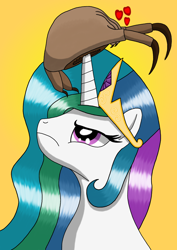 Size: 2464x3484 | Tagged: safe, artist:heartshielder1991, imported from derpibooru, princess celestia, alicorn, pony, crossover, half-life, headcrab, heart, horn impalement, unamused