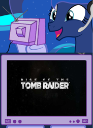 Size: 564x769 | Tagged: safe, imported from derpibooru, princess luna, gamer luna, exploitable meme, meme, obligatory pony, tomb raider, tv meme