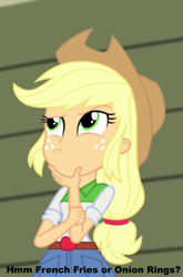 Size: 713x1080 | Tagged: safe, imported from derpibooru, applejack, equestria girls, female, image macro, meme, solo, thinkerjack