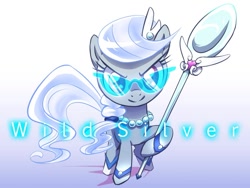 Size: 960x720 | Tagged: safe, artist:almaska, imported from derpibooru, silver spoon, cute, female, glare, glasses, hoof hold, looking at you, magical girl, scepter, smirk, solo, spoon