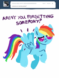 Size: 768x1024 | Tagged: safe, imported from derpibooru, rainbow dash, ask, rainbowdashtellsitlikeitis, tumblr