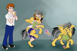 Size: 1812x1200 | Tagged: safe, artist:tf-sential, deleted from derpibooru, imported from derpibooru, daring do, human, pegasus, pony, human to pony, magical artifact, rule 63, sequence, solo, transformation, transgender transformation, underhoof