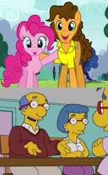 Size: 938x1516 | Tagged: safe, edit, edited screencap, imported from derpibooru, screencap, cheese sandwich, pinkie pie, pinkie pride, cheesepie, female, male, milhouse van houten, shipping, straight, the simpsons