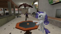 Size: 1600x900 | Tagged: safe, imported from derpibooru, rarity, twilight sparkle, changeling, 3d, cheeseburger, coach, ellis, gmod, left 4 dead, left 4 dead 2