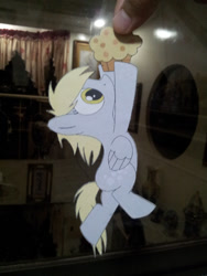 Size: 1024x1365 | Tagged: safe, artist:techbrony, imported from derpibooru, derpy hooves, human, cute, derpabetes, irl, irl human, muffin, paper child, papercraft, photo