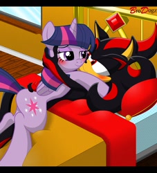 Size: 817x900 | Tagged: safe, artist:brodogz, imported from derpibooru, twilight sparkle, alicorn, pony, background pony strikes again, commission, crossover, crossover shipping, female, male, mare, shadow the hedgehog, shadtwi, shipping, sonic the hedgehog (series), straight, twilight sparkle (alicorn)