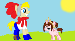 Size: 1743x964 | Tagged: safe, artist:mappymaples, artist:naysja, artist:vanillachama, imported from derpibooru, oc, oc:princess vanilla milk, alicorn, pony, alicorn oc, billy hatcher, billy hatcher and the giant egg, collaboration, filly, ponified