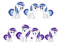 Size: 840x587 | Tagged: safe, artist:dm29, imported from derpibooru, oc, oc only, oc:violet starshine, pony, unicorn, 5-year-old, colt, concept art, cutie mark, filly, looking back, looking up, male, offspring, parent:princess cadance, parent:shining armor, parents:shiningcadance, reference sheet, smiling, solo