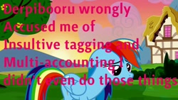 Size: 640x360 | Tagged: safe, edit, imported from derpibooru, rainbow dash, pegasus, pony, female, image macro, mare, meme, op is a duck, op is trying to start shit, sad, user meltdown in the comments