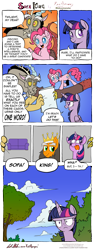 Size: 4969x13165 | Tagged: safe, artist:redapropos, imported from derpibooru, discord, pinkie pie, twilight sparkle, alicorn, pony, absurd resolution, aqua teen hunger force, comic, female, mare, twilight sparkle (alicorn), unamused, vulgar