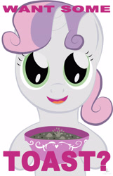 Size: 2307x3587 | Tagged: safe, artist:scyphi, imported from derpibooru, sweetie belle, cute, diasweetes, female, liquid toast, solo, sweetie belle can't cook, sweetie fail, toast