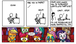 Size: 600x345 | Tagged: safe, edit, idw, imported from derpibooru, apple bloom, applejack, babs seed, fluttershy, rarity, applejack is not amused, audience reaction, exploitable meme, meme, tv tropes, xkcd