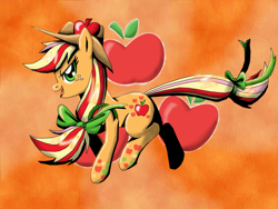 Size: 1024x768 | Tagged: safe, artist:ferrokiva, imported from derpibooru, applejack, female, rainbow power, solo