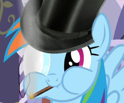 Size: 437x363 | Tagged: safe, artist:paultorsynocobnik, imported from derpibooru, rainbow dash, cigar, female, hat, monocle, rainbow dash always dresses in style, solo, top hat