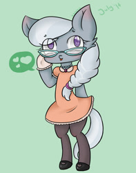 Size: 794x1006 | Tagged: safe, artist:toxicniko, imported from derpibooru, silver spoon, cat, pony, bipedal, female, heart, solo, species swap