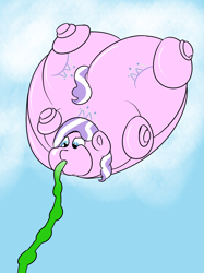 Size: 2984x3993 | Tagged: safe, artist:da bunnana king, imported from derpibooru, diamond tiara, balloon pony, balloonie pony, original species, 4chan, helium, hose bulges, inflation