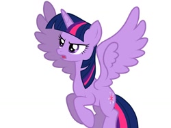 Size: 1024x768 | Tagged: safe, artist:prismaticstars, imported from derpibooru, twilight sparkle, alicorn, pony, angry, female, flying, mare, simple background, solo, twilight sparkle (alicorn), white background