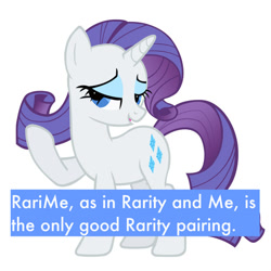 Size: 500x500 | Tagged: safe, imported from derpibooru, rarity, crack shipping, pony confession, rarime