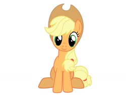 Size: 1024x768 | Tagged: safe, artist:birdivizer, imported from derpibooru, applejack, cute, female, happy, looking at you, simple background, sitting, solo