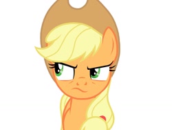 Size: 1024x768 | Tagged: safe, artist:birdivizer, imported from derpibooru, applejack, cute, female, frown, looking around, simple background, solo, suspicious