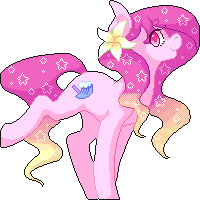 Size: 200x200 | Tagged: safe, artist:nyfian, imported from derpibooru, oc, oc only, oc:plumeria crest, earth pony, pony, flower, looking at you, pixel art, raised leg, simple background, solo, transparent background