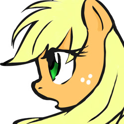 Size: 700x698 | Tagged: safe, artist:golden-redhead, imported from derpibooru, applejack, female, freckles, green eyes, open mouth, portrait, profile, solo