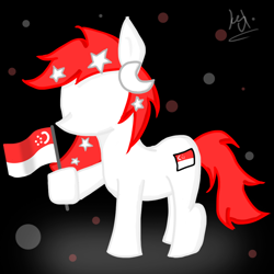 Size: 1000x1000 | Tagged: safe, artist:kitkatyj, imported from derpibooru, oc, oc only, oc:temmy, nation ponies, singapore, solo